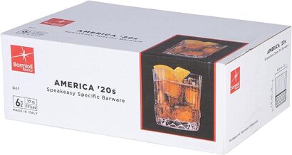 Набор бокалов для виски Bormioli Rocco 6 шт. в Америке 20-х годов - винтажные стаканы для шотландского виски в стиле ар-деко - 380 мл