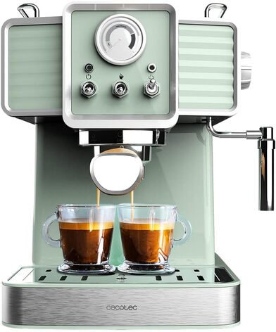 Кофеварка на 2 чашки 1.5 л 1350 Вт, светло-зеленая Express Power Espresso 20 Tradizionale Cecotec