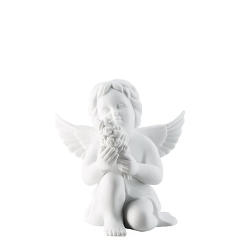 Фигурка "Ангел с цветами" 14 см белая матовая Angel Rosenthal