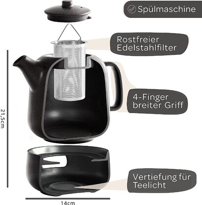 Заварочный чайник Steinzeit Design из нержавеющей стали с подогревом, 1.3 л