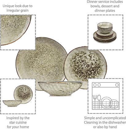 Набор столовой посуды из керамогранита 12 предметов Pompei Sänger