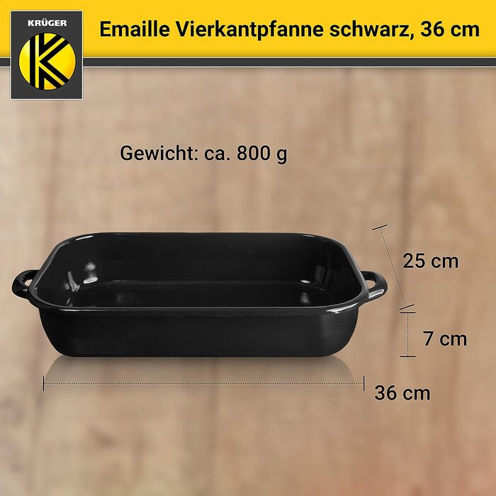 Форма для запекания эмалированная черная 36 х 25 х 7 см KRÜGER