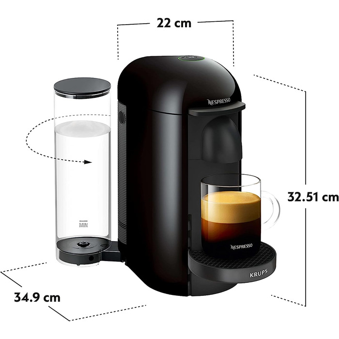 Капсульная кофемашина 230 мл, черная Nespresso Vertuo XN9038 Krups