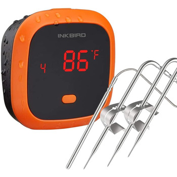 Термометр для гриля Inkbird IBT-4XC с IPX5 водонепроницаемй, термометр для гриля Bluetooth Термометр для мяса с 4 датчиками температур,USB-аккумуляторнй термометр для духовки с магнитом для кухни,духовки,гриля