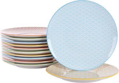 Обеденные тарелки, разноцветные, 12 предметов Vancasso Natsuki