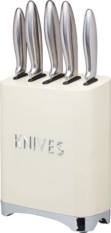 Набор KitchenCraft Lovello Collection 5 ножей из нержавеющей стали, с подставкой ванильного цвета