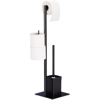 Туалетный набор Relaxdays с держателем для туалетной бумаги, стоячий, для ванной, HBD 72 x 25 x 20 см, отдельностоящий держатель для унитаза, черный
