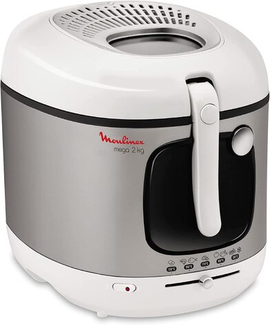 Фритюрница Moulinex AM4800 Mega 2 кг с маслянм фильтром с защитой от запаха регулируемой температурой легкой очисткой Картофелем фри / 1800 Вт / для 8 человек Белй/серебристй / Большой