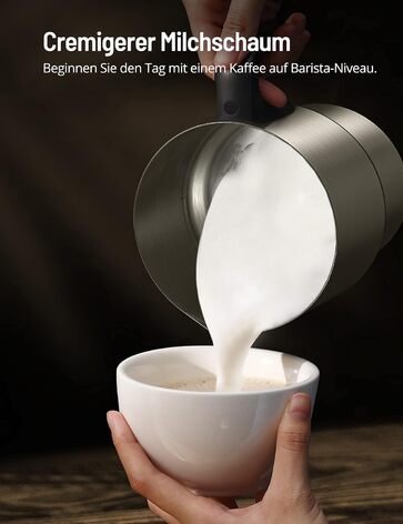 Вспениватель молока Электрическая индукция 4-в-1, 500 мл Вспениватель молока Посудомоечная машина Безопасная для какао с функцией какао для горячего шоколада, горячая / холодная молочная пена, теплое молоко серебро