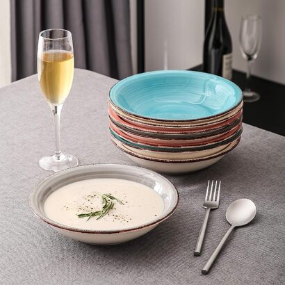 Набор суповых тарелок 12 предметов, бело-голубой Bella Vancasso