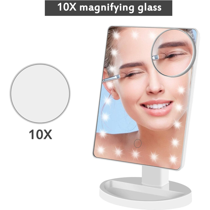 Зеркало для макияжа с подсветкой 16.5 x 22 см, белое GERUIKE