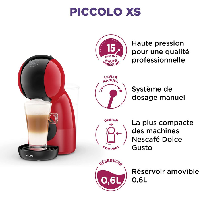 Капсульная кофемашина 0.8 л 1500 Вт, красная Nescafé Dolce Gusto Piccolo XS KP1A3510 Krups