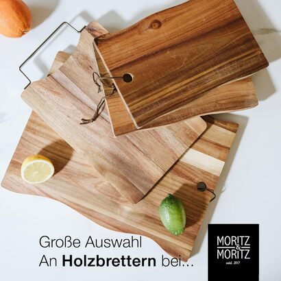 Разделочная доска Moritz & Moritz Wood Large - 30x40x2 см - Антибактериальная деревянная доска для кухни из акации - для нарезки хлеба, овощей, фруктов, мяса и сыра 30x40 см