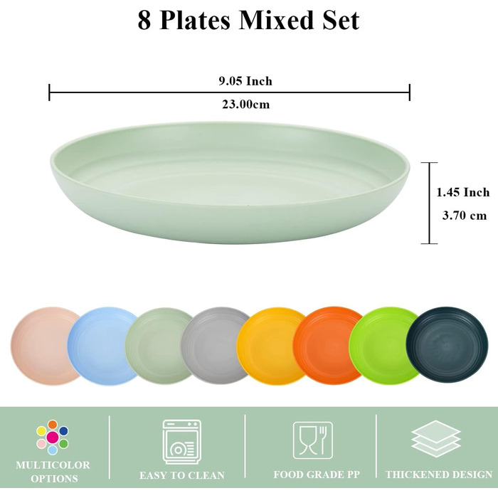 Набор разноцветных тарелок 23 см, 8 предметов Berglander