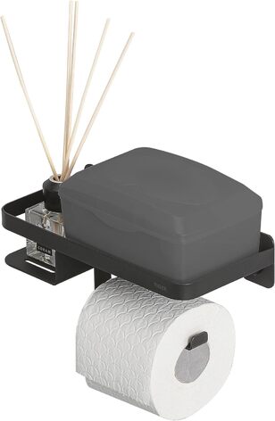 Держатель для туалетной бумаги с полочкой 24 x 10 x 11,6 см, черный Tiger