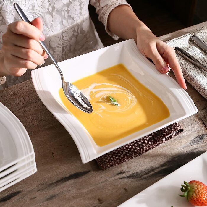 Набор из 24 фарфоровых суповых тарелок кремового цвета  Flora Series MALACASA