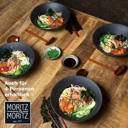 Набор керамических тарелок для рамена 24 см, 2 предмета, черный Moritz & Moritz