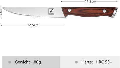 Набор ножей для стейка imarku из 6 предметов из немецкой нержавеющей стали с деревянной ручкой Pakka, острй зубчатй нож для пицц, столовй нож, стейк-нож, ргономичная форма с подарочной коробкой 6 шт.
