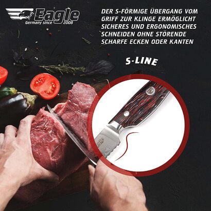 Вилка для мяса - сталь для немецкого ножа 1.4116 / Накладки G10 черно-красно-беле