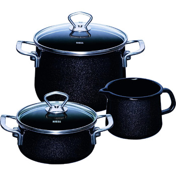 Набор кухонной посуды 3 предмета, эмалированный, черный Riess 0520-009