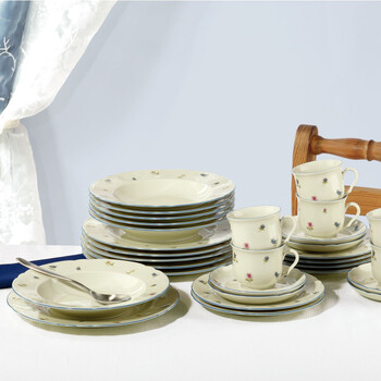 Набор столовой посуды 30 предметов Streublume blauer Rand Marie-Luise Seltmann