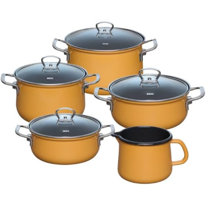 Набор кухонной посуды 5 предметов, эмалированный, оранжевый Riess 0584-113