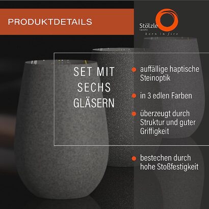 Набор бокалов для коктейлей 6 шт. 465 мл, серый Stones Basalt Stölzle Lausitz