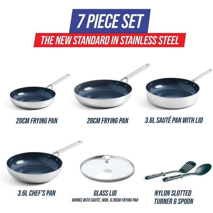 Набор кухонной посуды 7 предметов Triple Steel Blue Diamond