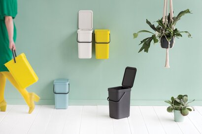 Мусорное ведро 12 л мятное Sort&Go Brabantia