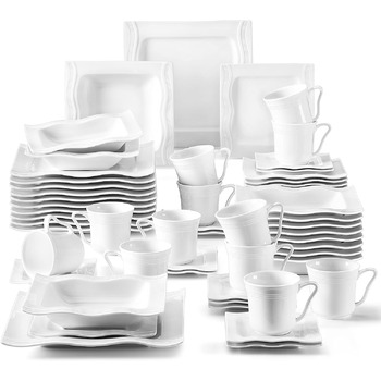 Набор кремово-белой фарфоровой посуды из 60 предметов Series Mario MALACASA 