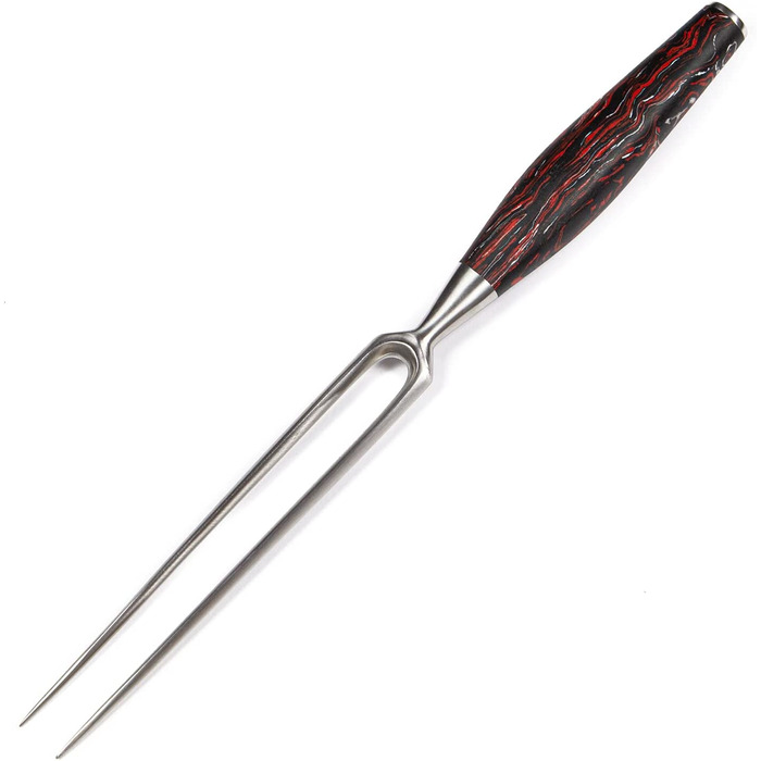 Вилка для мяса - сталь для немецкого ножа 1.4116 / Накладки G10 черно-красно-беле
