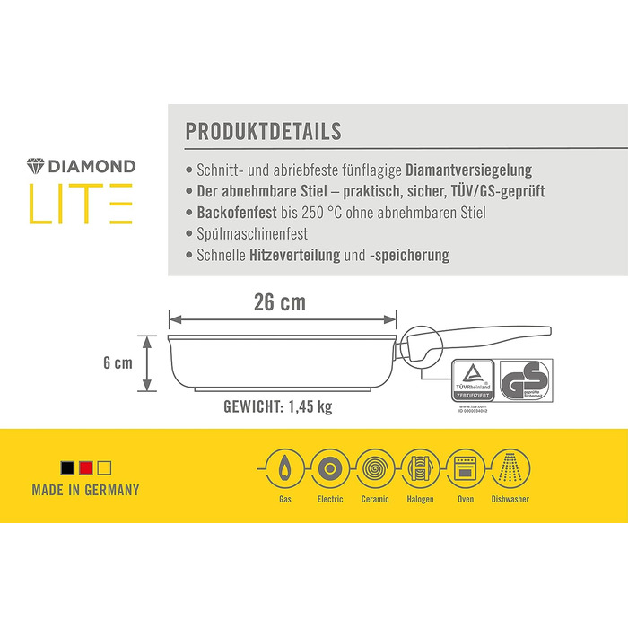 Сковорода 26 х 26 см Diamond Lite Woll