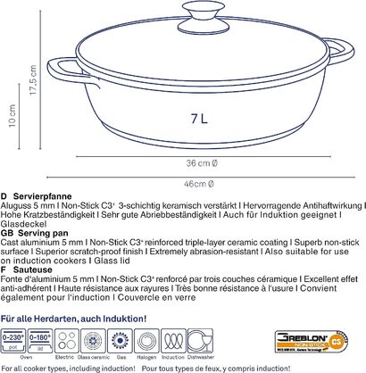 Сервировочная сковорода 36 см, 7 л kela 