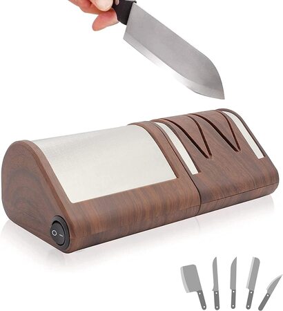 Электрическая точилка для ножей FISHTEC, металл и керамика, из дерева 