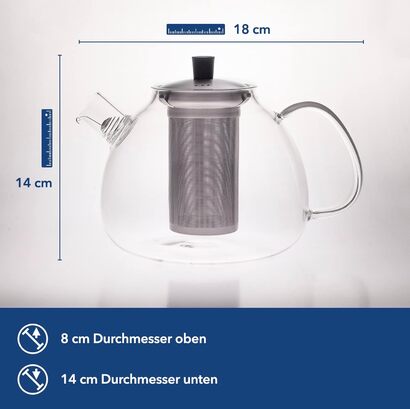 Стеклянная чайник 1,5 л Hanseküche