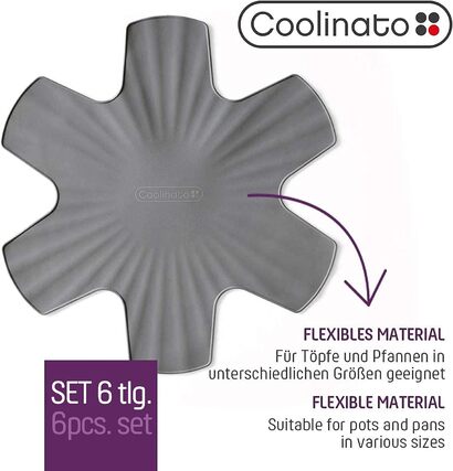 Набор силиконовых протекторов  для кастрюль 6 предметов, серый Coolinato
