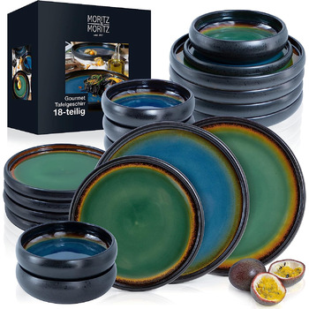Набор посуды из керамогранита 18 предметов, зеленый Moritz & Moritz Solid