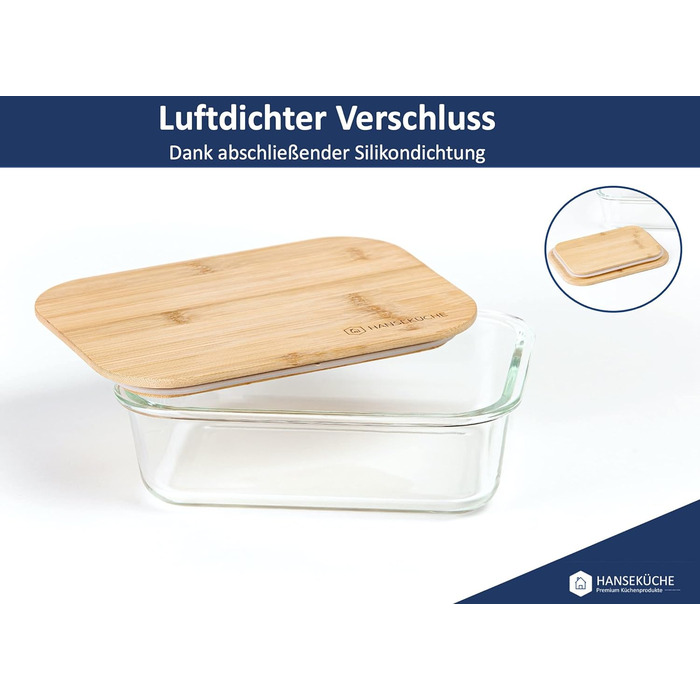 Набор стеклянных контейнеров для хранения продуктов 4 предмета Hanseküche