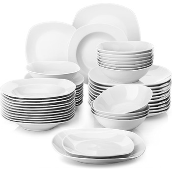 Набор серо-белой фарфоровой посуды из 12 предметов Elisa Series MALACASA 