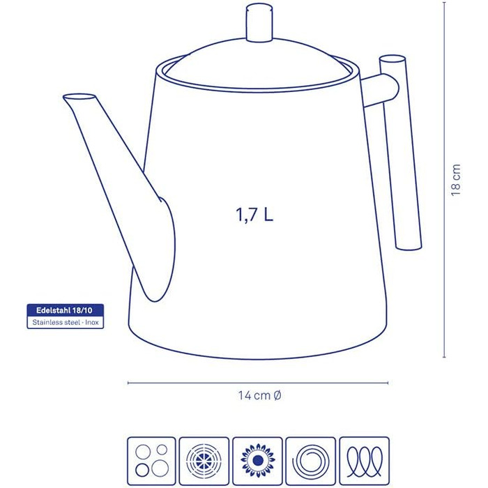 Заварочный чайник из нержавеющей стали 1,7 л kela