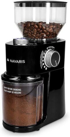 Кофемолка Navaris / 200 Вт / 18 уровней помола / контейнер 250 г / нержавеющая сталь