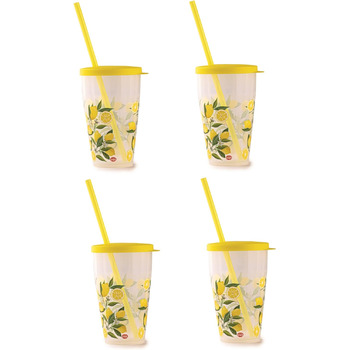 Набор стаканов с соломинкой 4 предмета 0,5 л, желтые Snips 