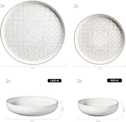 Набор столовой посуды на 2 человека 8 предметов Tiles Series MÄSER