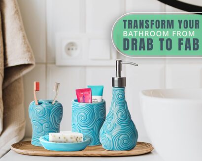 Набор аксессуаров для ванной комнаты 4 предмета, синий Comfify