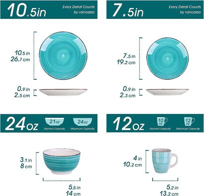 Набор посуды из керамогранита, на 4 персоны, 16 предметов, зелёный Vancasso