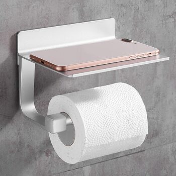 Держатель для туалетной бумаги с полочкой 15,5 х 12,5 см, белый GRICOL
