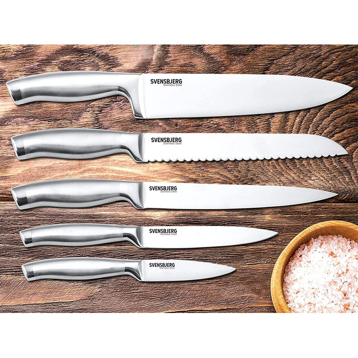 Набор SVENSBJERG 5 ножей из нержавеющей стали + ножницы, с подставкой 