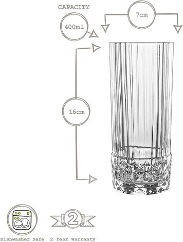 Набор высоких прозрачных стаканов 400 мл, 6 предметов Bormioli Rocco