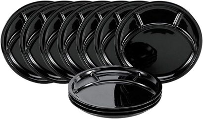 Набор тарелок для фондю из фарфора 27 см, 10 предметов, черный CreaTable