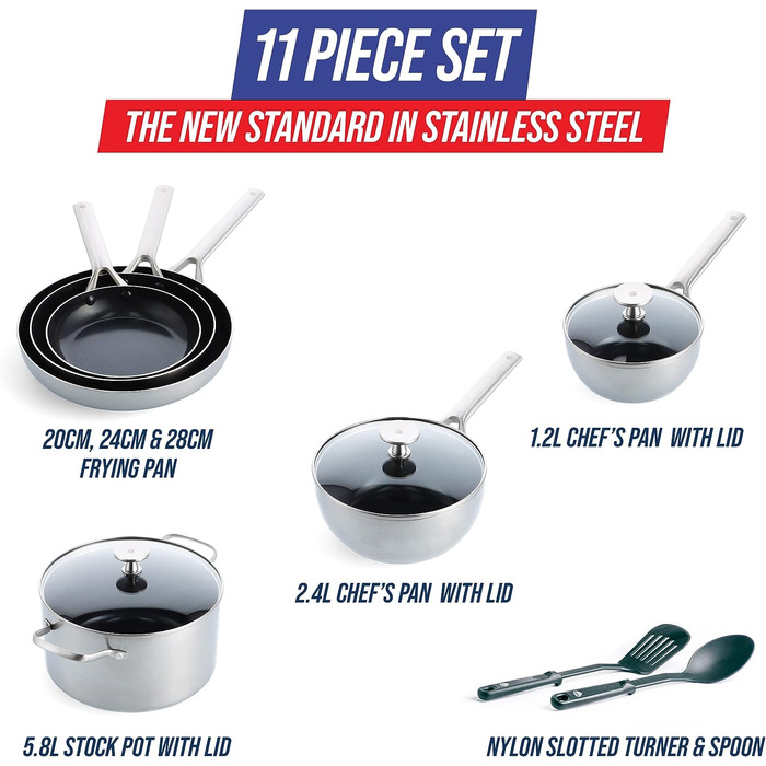 Набор кухонной посуды 11 предметов Triple Steel Blue Diamond